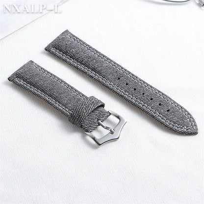 Denim, Canvas, Nylon Watch Strap, 18mm, 20mm, 22mm Leather Watch Band, Compatible with Seiko and Omega Watches, Bracelet, Smartwatch Wristband, Accessories, Band Color: mm, Parallel Import