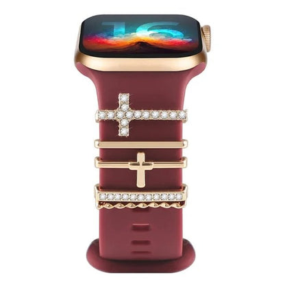 Diamond Jewelry-Embossed Band for Apple Watch Ultra 2, 9, 8, and 7, Compatible with Samsung and Huawei, 20/22mm Bracelet Strap, Band Color: ; Ships from: Parallel Import