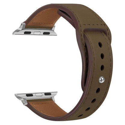 Leather Band for Apple Watch - Ultra 49mm/46mm, 44mm/40mm, 38mm/42mm, Sport Bracelet for iWatch Series 10/9/8/7/SE/6/5/3, 41mm/45mm Models, Band Color: Parallel Import