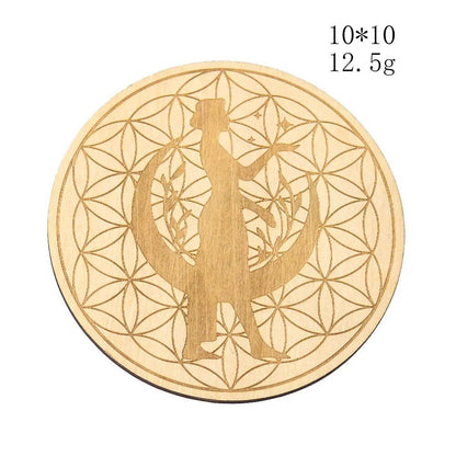 10cm Wooden Tree of Life Jewelry Display Tray with Quartz Crystal Wall Decor, Metatron's Cube, Star of David, Chakra, and Meditation Accessory (Imported)