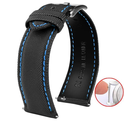 20mm, 21mm, 22mm, 23mm, 24mm Nylon &amp; Leather Watch Band for Tag Heuer, Citizen, and Seiko 5. Men's and Women's Canvas Watch Strap. Band Color: mm. Parallel Import.