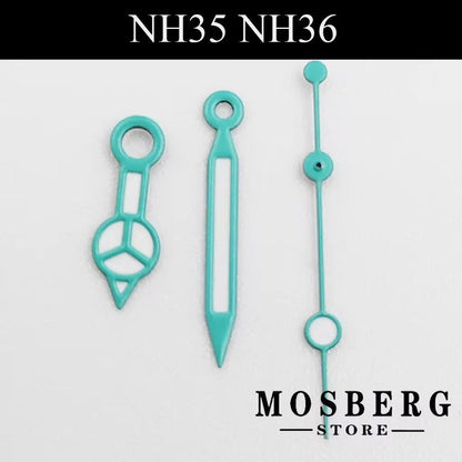 NH34 Watch Hands, Green, Luminous Compatible with ETA 2824, 2836, Miyota 8215, 8205, 821A, DG2813, and 3804 Automatic Movements, Accessory Parts, Color: Parallel Import