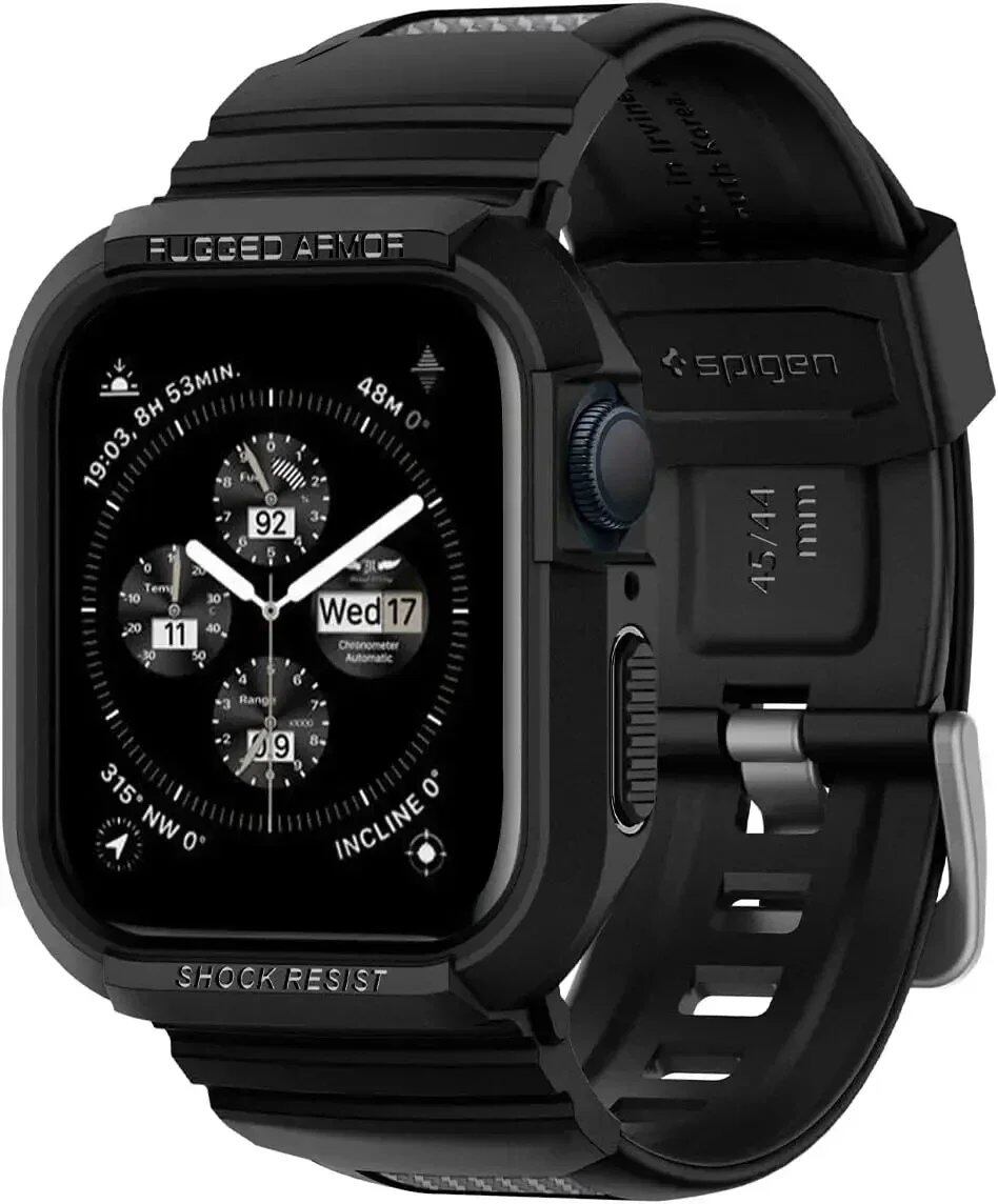 Rugged Armor Pro Rubber Case with Band for Apple Watch Ultra 2 (49mm/45mm), Series 9/8/SE2/7/6/SE/5/4 (44mm/41mm/40mm/38mm) - Parallel Import