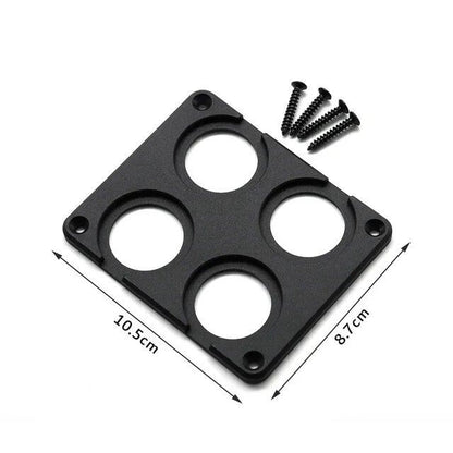 1, 2, 3, 4-Hole USB Outlet Socket Panel, Black ABS Housing Holder Kit for Car, Boat, Truck Dashboard, Cigarette Lighter Socket Installation, Color Name: Parallel Import