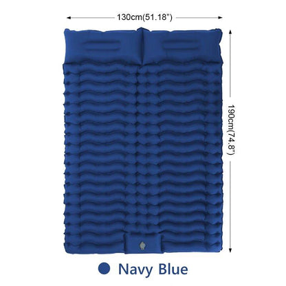 Double-Size Self-Inflating Camping Air Mattress - 2-Person with Pillow, Outdoor Bedding, Hiking, Travel Mattress, Color: Imported