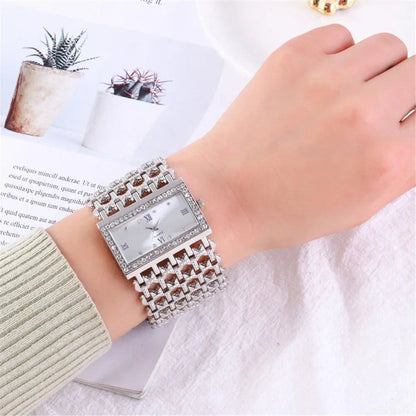 UTHAI W29 New Women's Watch, Fashionable, Lightweight and Elegant Square Diamond Quartz Watch with Gold Stainless Steel Bracelet, Parallel Import