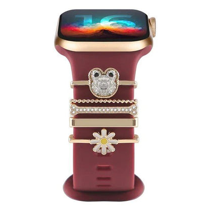 Diamond Jewelry-Embossed Band for Apple Watch Ultra 2, 9, 8, and 7, Compatible with Samsung and Huawei, 20/22mm Bracelet Strap, Band Color: ; Ships from: Parallel Import