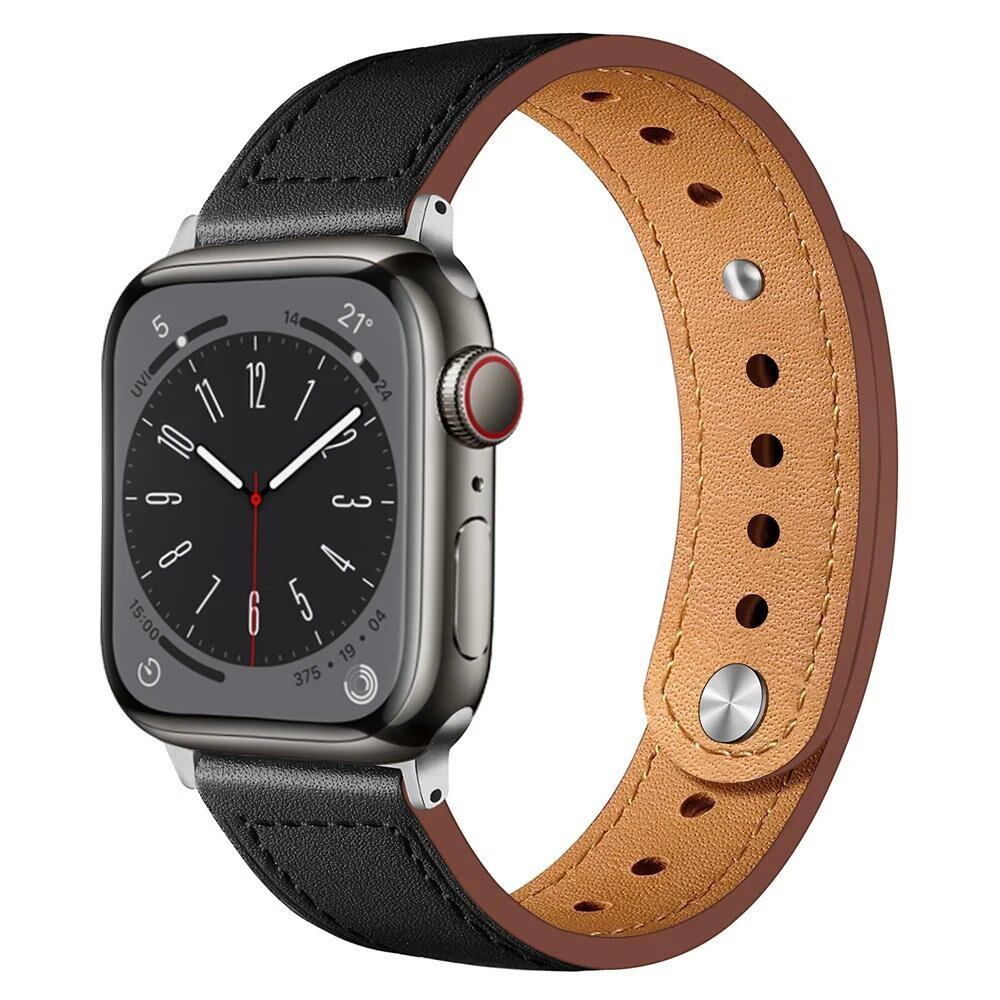 Genuine Leather Apple Watch Band for iWatch Series 7/SE/6/5/3/8/Ultra (44mm, 40mm, 45mm, 41mm, 42mm, 38mm, 49mm) - Imported