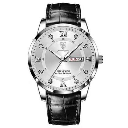 POEDAGAR Luxury Men's Waterproof Luminous Leather Quartz Watch for Casual, Sports, and Military Styles. Color: 836. Imported.