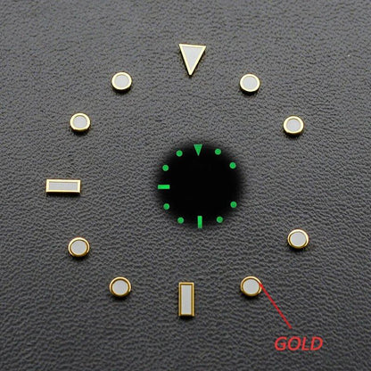 Blue-Green Luminous Dial with Hour Index Markers for RLX Sub GMT Men's Watches, Aftermarket Replacement Part, Parallel Import