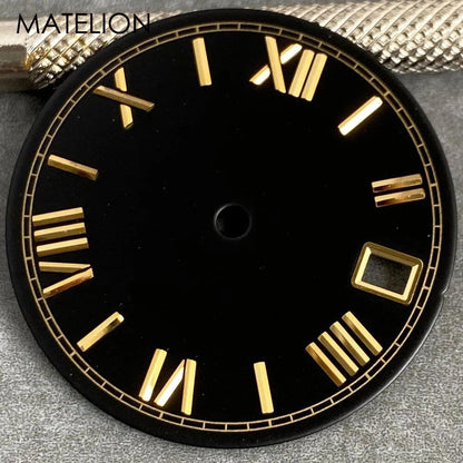 29mm Sunburst Dial Roman Dial Compatible with NH35, NH36, NH38, NH70, NH71, NH72, 4R35, and 4R36 Automatic Movement with Metallic Markers and DJ Hands (Parallel Import)