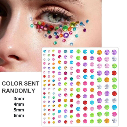 1/5/8-Piece 3D Face and Eye Tattoo Stickers for Party Makeup, Diamond Rhinestone Stickers, Self-Adhesive Mixed Crystal Face Decoration Stickers, Parallel Import