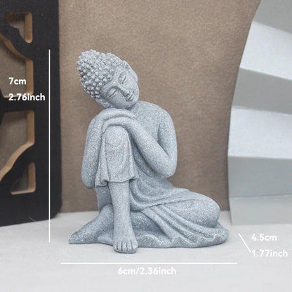 仏像ストーン彫刻 小さな僧侶 チベット仏教フィギュア 禅ガーデンオーナメント 瞑想 ホームアクアリウム装飾  並行輸入品