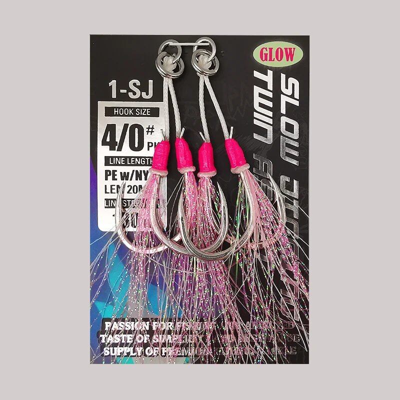 1-SJ Slow Jigging Twin Assist Mustad Hook Glow Jigging Hook for Black Porgy (Sea Bream) Sea Fishing, Hook -0, Parallel Import