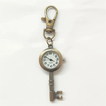 1 Bronze Dream Key Vintage Pocket Watch with Quartz Movement, Thin Chain, Color: BM, Imported