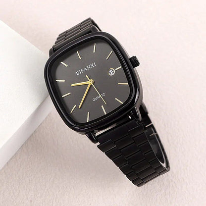 Business Men's Waterproof Quartz Watch with Luxury Blue Silver Steel Strap, Women's Fashion Calendar Watch, Wholesale, Parallel Import