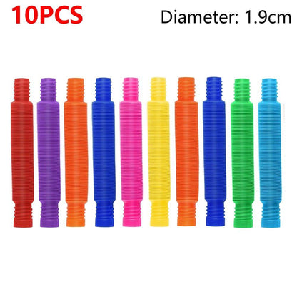 Set of 10/20/30 Colorful Pop Tubes, Rainbow, Fidget Toy, Expandable Plastic Stretch Pipes, Stress Relief Toy, Pressure Relief Toy, Gift, Color: cm, Parallel Import