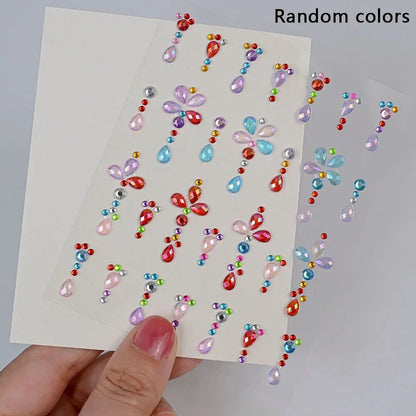 1/5 Random Color Glitter Face Tattoo Stickers for Kids, Sparkly Diamonds, for Costume Parties, Makeup, DIY Tattoo Decals, Parallel Import