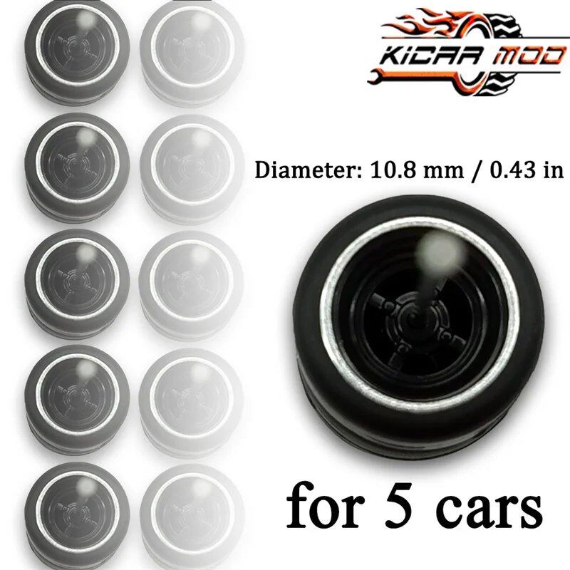 1/64 Scale 4-Spoke Wheels with Fixed Rubber Tires, Custom Parts for Toy Models and Diecast Cars, Compatible with Hot Wheels (Set of 5, for 5 Cars), Color: Parallel Import