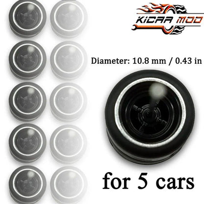 1/64 Scale 4-Spoke Wheels with Fixed Rubber Tires, Custom Parts for Toy Models and Diecast Cars, Compatible with Hot Wheels (Set of 5, for 5 Cars), Color: Parallel Import