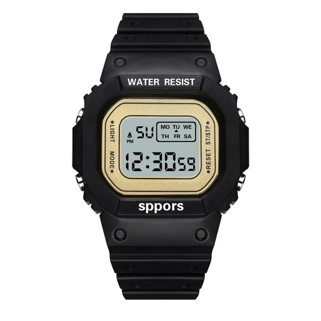 YIKAZE Sports Watch, Unisex, Student-Friendly, LED Electronic Watch, Colorful Square Shape, Waterproof, Rubber Strap, Parallel Import