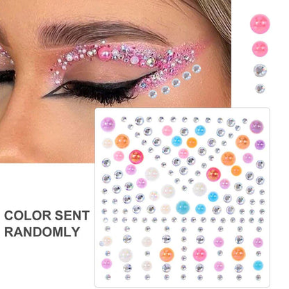 1/5/8-Piece 3D Face and Eye Tattoo Stickers for Party Makeup, Diamond Rhinestone Stickers, Self-Adhesive Mixed Crystal Face Decoration Stickers, Parallel Import