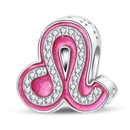 925 Sterling Silver Pink Zircon 12 Zodiac Sign Charm, Compatible with Pandora Original Bracelets, Jewelry Making, Gift for Women, Gem Color: PAC1498 - Parallel Import
