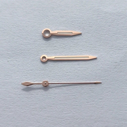 High-quality watch hands set for NH35, NH36, NH38, NH39, NH70, NH72, 7S26, 7S36, 4R35, and 4R36 watches. Available in silver, gold, rose gold, and black with fluorescent coating. Parallel import.