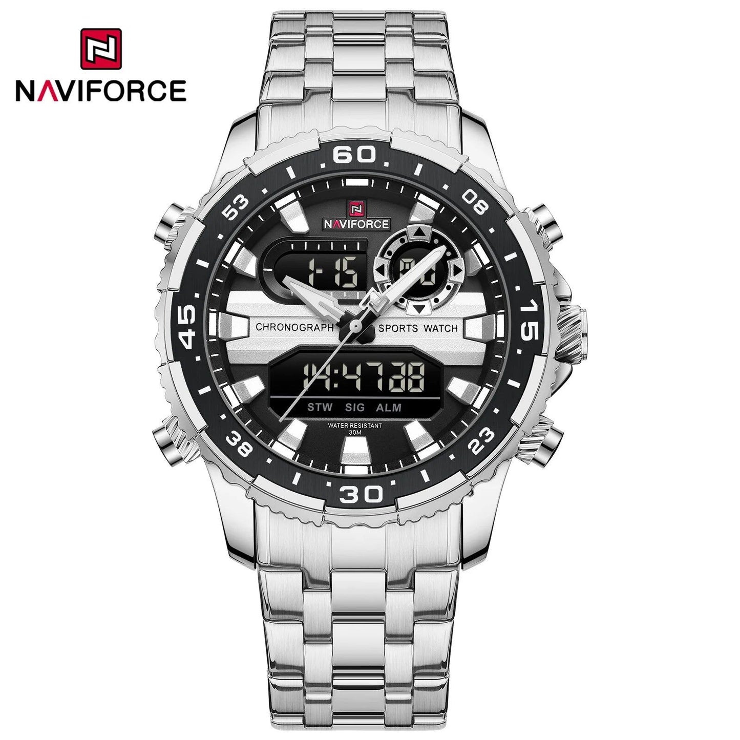 NAVIFORCE ファッションブランド メンズウォッチ ブラックゴールド クォーツ時計 スポーツ防水 ステンレスストラップ モデルNF9234  並行輸入品