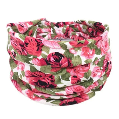 New Boho Floral Print Wide Headband with Vintage Knot Elastic Turban Headwrap for Women and Girls, Cotton Soft Bandana Hair Accessory, Parallel Import