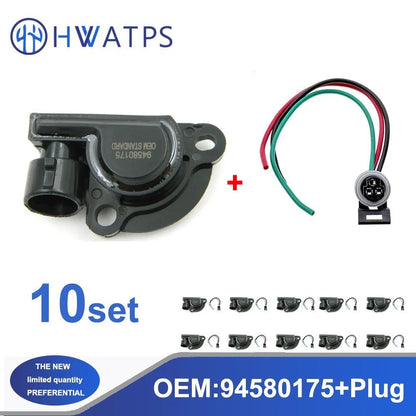 Set of 1, 5, or 10 Throttle Body Position Sensor Plugs for Chevrolet Aveo 1.6L, Daeu Lanos 1.6L, Nubira 2.0L, and Laganza 2.2L. Part Number: 94580175. Parallel Import.