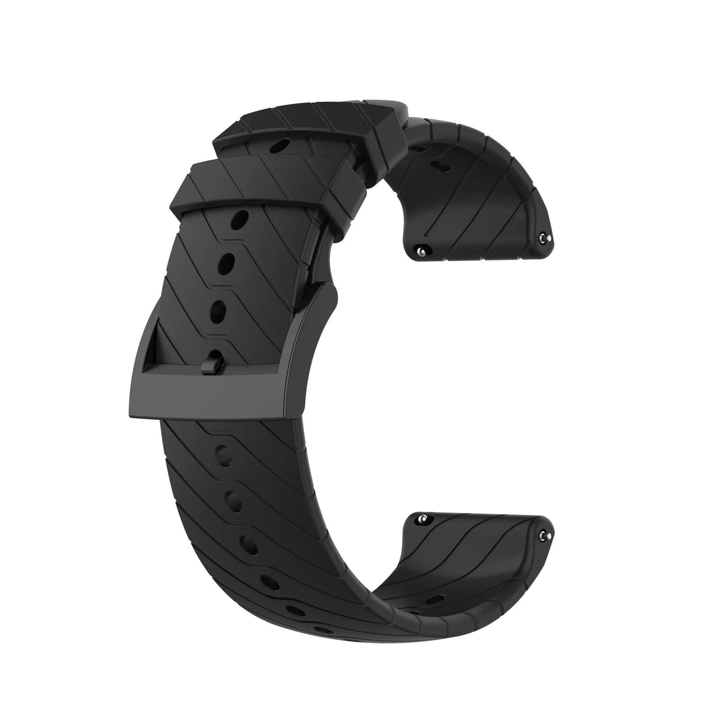 24mm Soft Silicone Watch Band Replacement Strap for SUUNTO 9/9 Baro, Compatible with SUUNTO D5, New Smartwatch Band, Size: SUUNTO 9-D5-9 Baro; Band Color: Black; Band Width: 24mm, Parallel Import