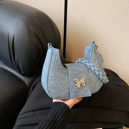 韓国風ファッション クロスボディバッグ PUレザー 蝶々デザイン ソリッドカラー ショルダーバッグ ホボバッグ 旅行用 おしゃれ 手提げバッグ 色 並行輸入品