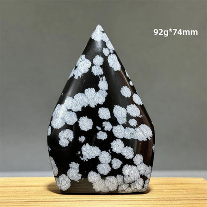 Snowflake Obsidian Freeform Ornament with Natural Quartz, Reiki, Meditation, Healing, Witchcraft, Energy Decoration, Home Gift, Color: Parallel Import