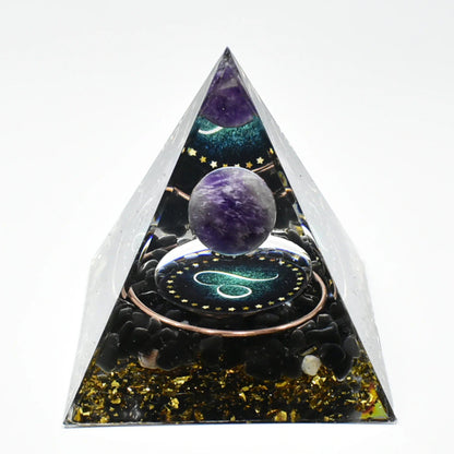 12 Zodiac Signs Orgonite Pyramid, 5cm, Horoscope Healing, Natural Quartz Crystal, Lucky Energy, Chakra, Reiki, Orgonite, Power Stone, Birthday Gift, Parallel Import