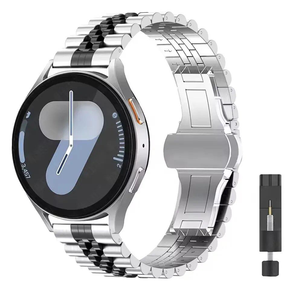 20mm/22mm Samsung Galaxy Watch 7/6/5/4 Curved Design Metal Band, Stainless Steel Bracelet, Compatible with Huawei GT4/GT3Pro, Band Color: mm, Parallel Import
