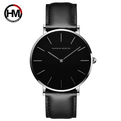 High-quality rose gold dial leather waterproof watch for men and women, dress fashion, Japanese quartz movement, color C, parallel import