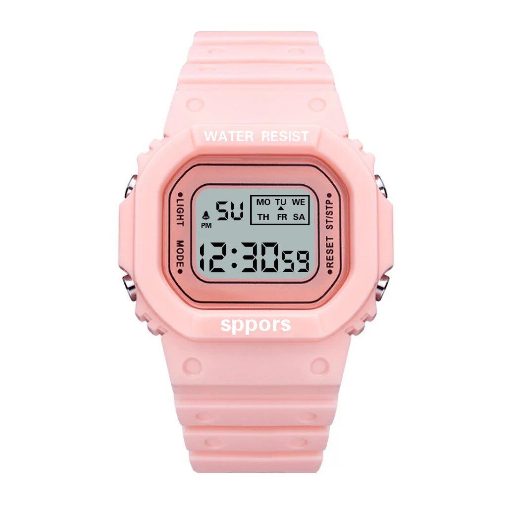 YIKAZE Sports Watch, Unisex, Student-Friendly, LED Electronic Watch, Colorful Square Shape, Waterproof, Rubber Strap, Parallel Import