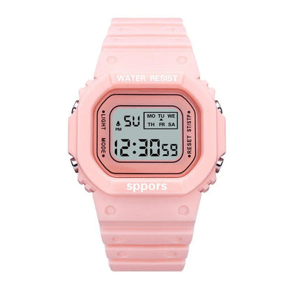 YIKAZE Sports Watch, Unisex, Student-Friendly, LED Electronic Watch, Colorful Square Shape, Waterproof, Rubber Strap, Parallel Import