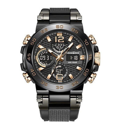 LIGE Men's Watch, 50m Water Resistant, with Alarm, LCD Dual Display, Quartz Movement, Military Sports Watch, Parallel Import