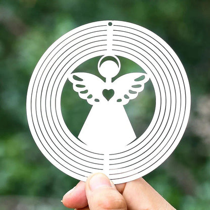 3D フローイング ウィンド スピナー キャッチャー ガーデン用 ステンレス製 ミラーワインドチャイム 彫刻 お守り メディテーション サイズ：シルバーカラー; 並行輸入品