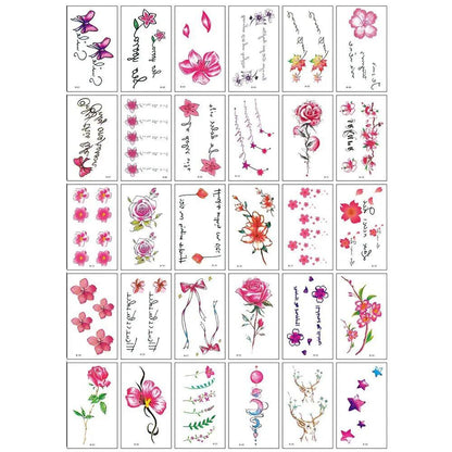 10/20/30/50 Sheets of Waterproof Temporary Tattoo Stickers, Removable Body Art, Butterfly and Flower Designs for Men and Women, Stylish, Imported