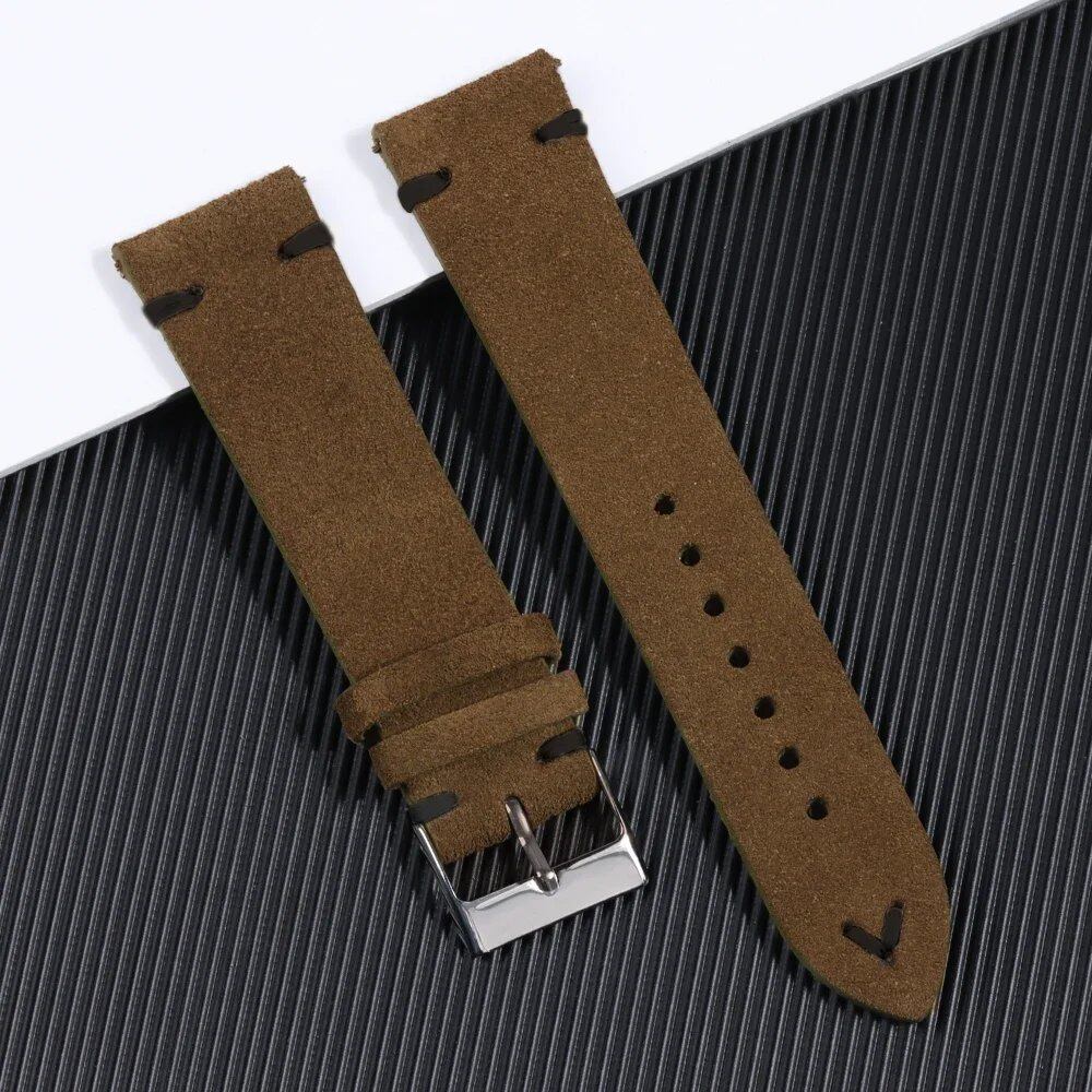 Soft Suede Watch Band, 18mm, 20mm, 22mm Leather Strap, Brown, Blue, Red, Khaki, Replacement Strap, Quick Release, Men's and Women's Bracelet, Band Color: mm, Parallel Import