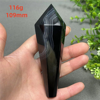 天然ブラックオニキスチップ セプター 超パワー レイキエネルギー チャクラ スピリチュアルヒーリング ウィザード ウィッチクラフト 瞑想 ホームデコレーション ギフト カラー： 並行輸入品