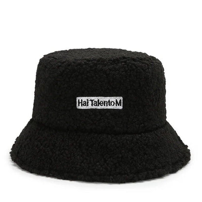 Lambswool unisex bucket hat for men and women, perfect for winter, outdoor activities, and sun protection. Panama fisherman's cap with embroidered lettering. Wholesale chapeau. Sizes: 56-58cm; Parallel import.