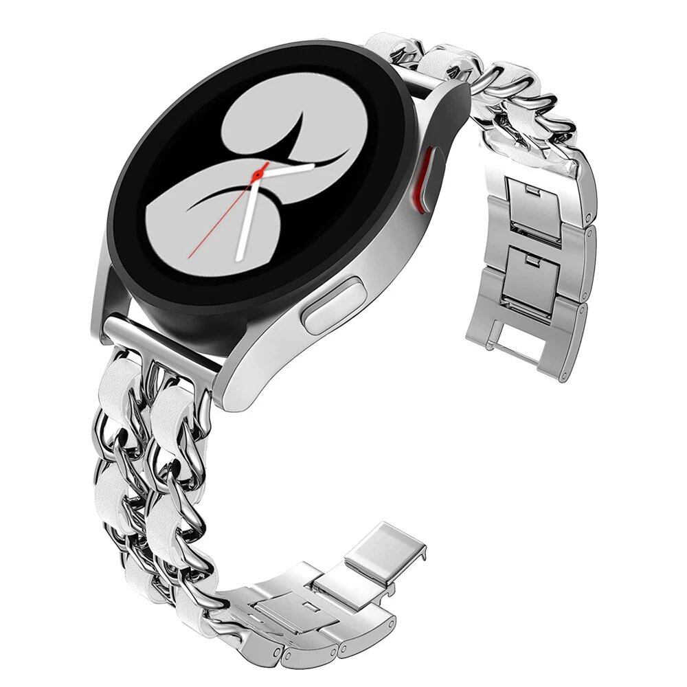 Compatible with Samsung Galaxy Watch 6/5/4/40mm/44mm/42mm/46mm/Active/Gear S3, 20mm/22mm Stainless Steel Chain Bracelet Strap for Huawei GT2/GT3, Band Color: mm, Parallel Import