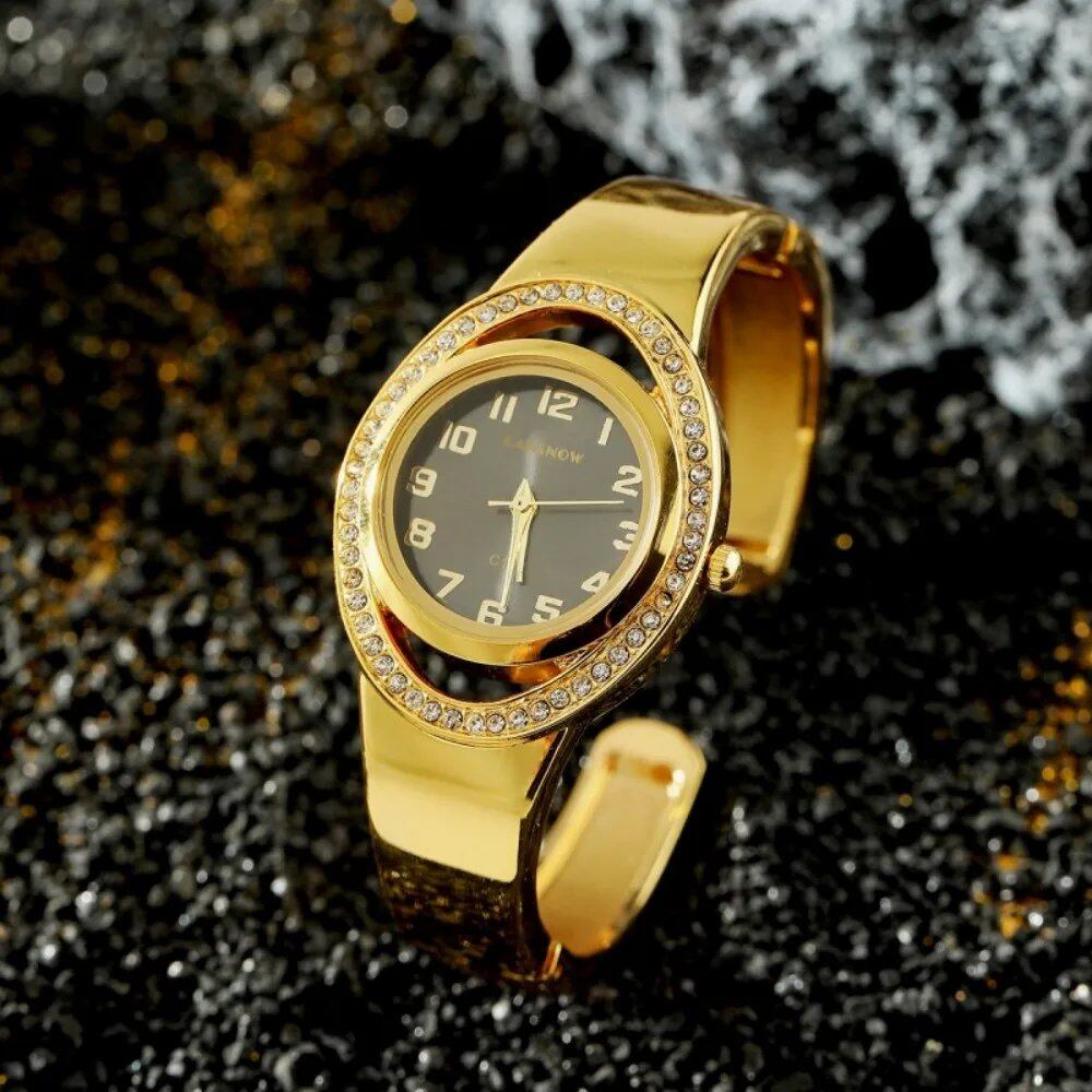 CANSNOW Luxury Fashion Rhinestone Round Dial Women's Quartz Bracelet Watch, Elegant Ladies' Watch, Satie Relogioes, Parallel Import