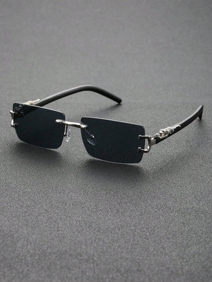 1/2-Piece Unisex Classic Square Frame Stylish Metal Sunglasses, Cool Outdoor Accessories for Cycling and Fishing, Lens Color: KH2670-SR, Parallel Import