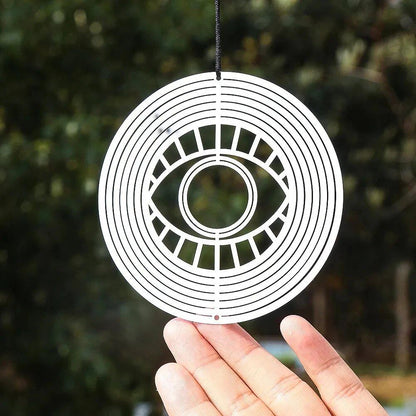 3D フローイング ウィンド スピナー キャッチャー ガーデン用 ステンレス製 ミラーワインドチャイム 彫刻 お守り メディテーション サイズ：シルバーカラー; 並行輸入品
