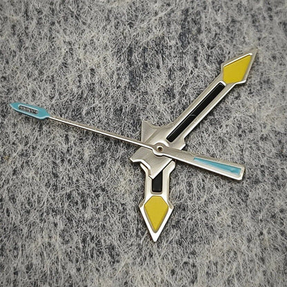 Yellow and Blue Modified Watch Hands for NH35, Mechanical Watch Parts for NH35/36/4R/7S Movements, Parallel Import